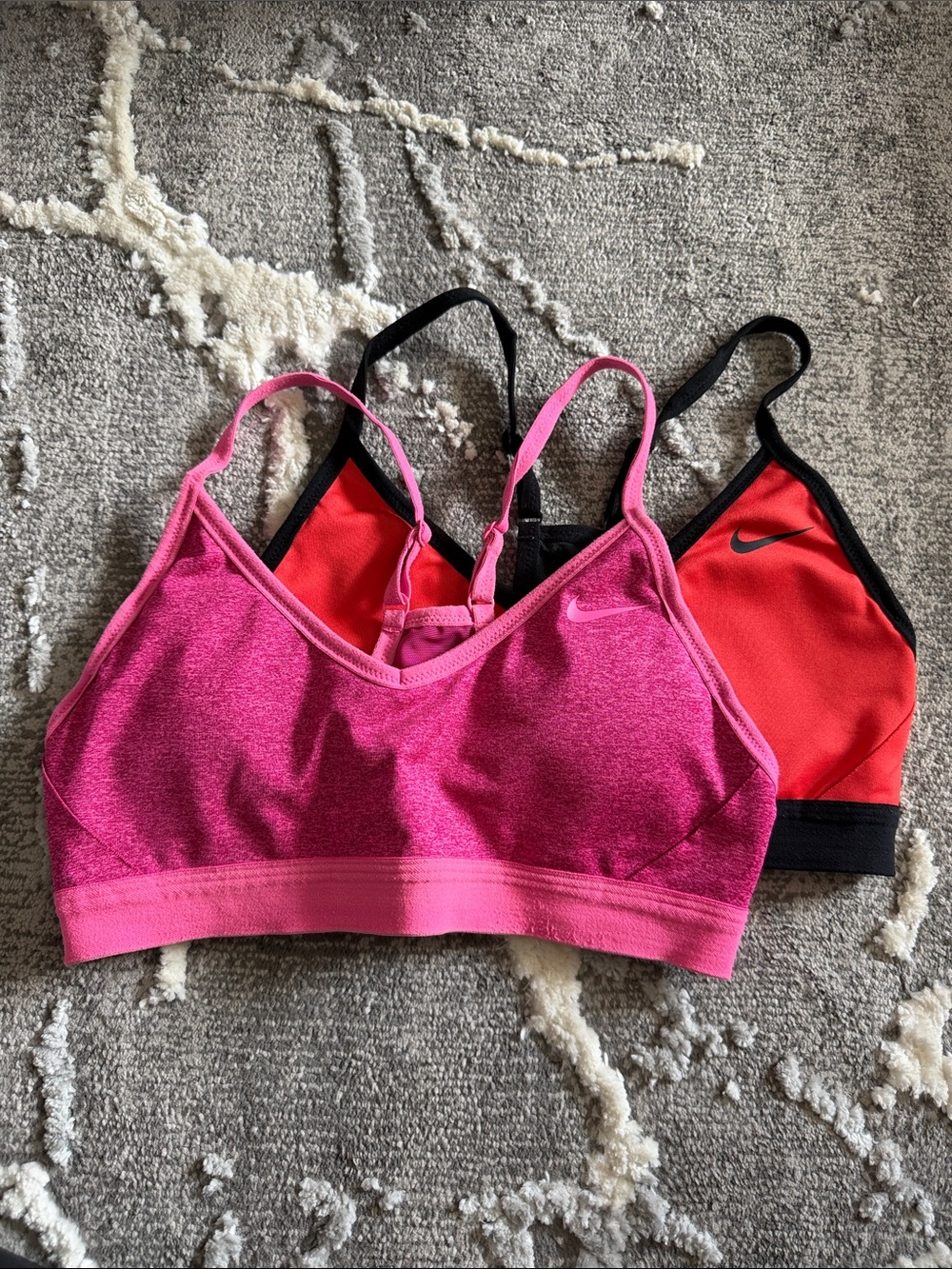 Nike Pink and Red Women's Sports Bra Duo